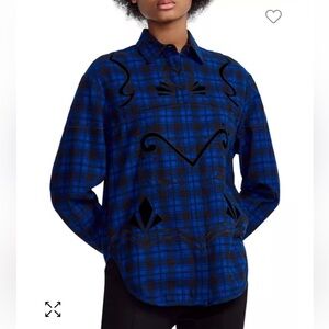Maje Cebel Embroidered Plaid Love Button-Down Shirt size 1